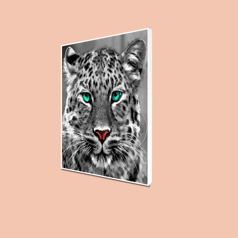 Black & White Jaguar Floating Frame Canvas Wall Painting