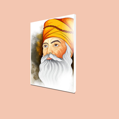 Guru Nanak Dev Sikh Oil Color Floating Canvas Wall Painting