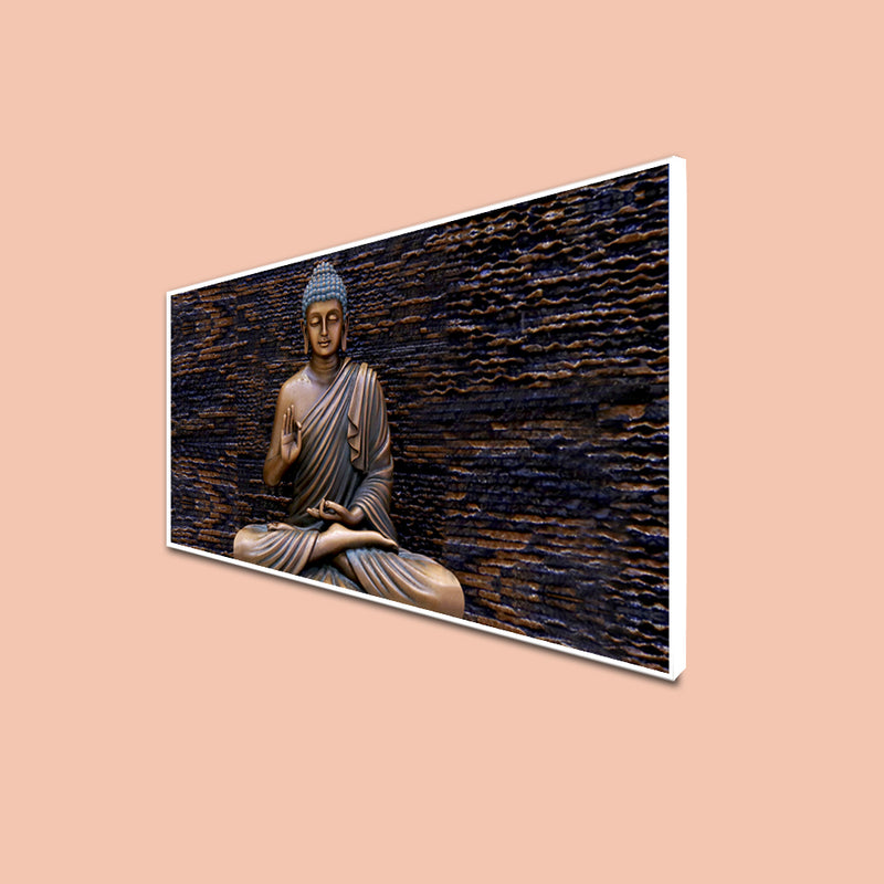 Landscape Meditating Buddha Canvas Floating Frame Wall Painting