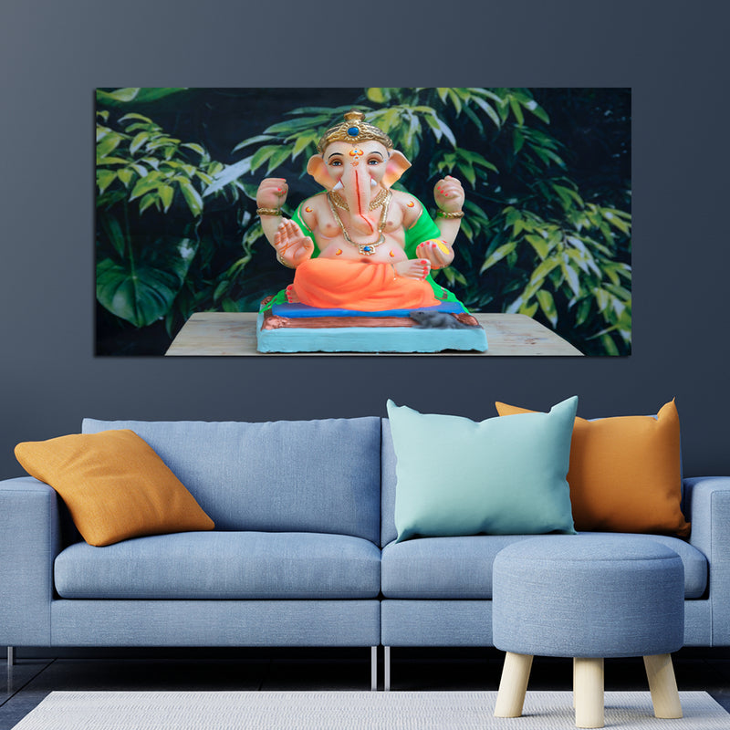Lord Ganesh Statue Canvas Wall Painting