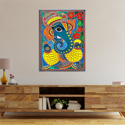Lord Ganesha Madhubani On Canvas Wall Painting