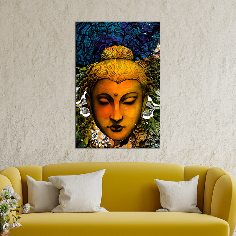 Multi-color Buddha Abstract Canvas Wall Painting
