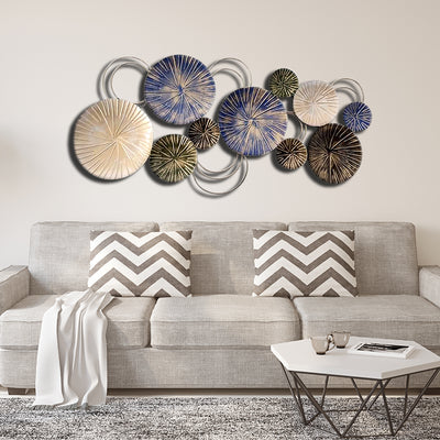 Blue, golden and Black Large Metal Wall Art