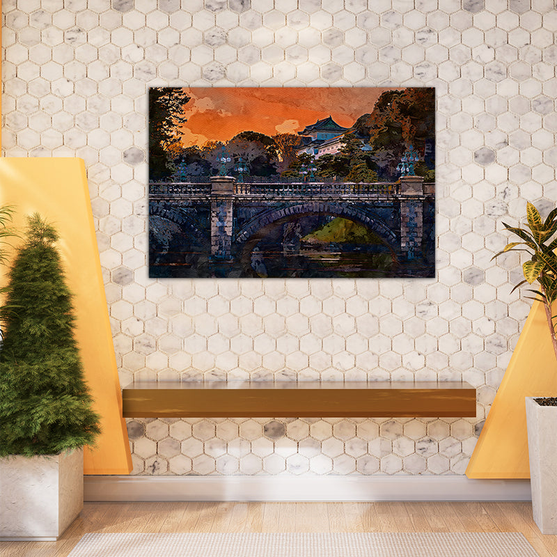 Blur Effect Of Tree & Bridge Canvas Wall Painting