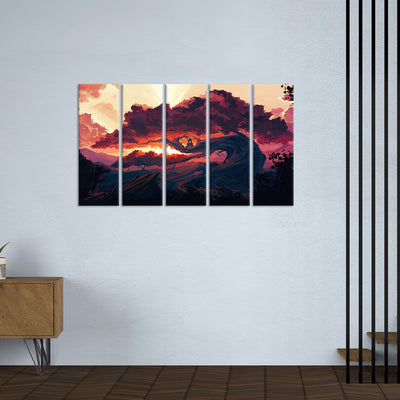 Giant Tree Abstract Canvas  Wall Painting - With 5 Panel