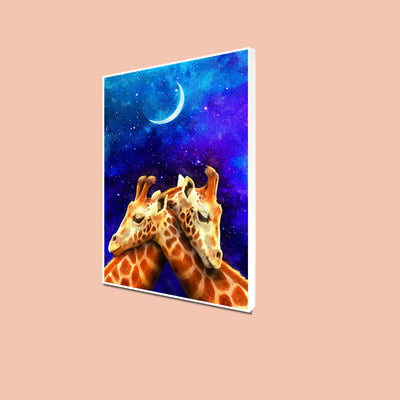 Couple Of Giraffe Floating Canvas Wall Painting