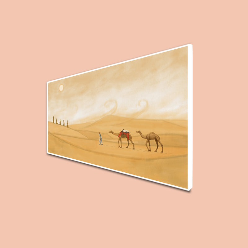 Camel In Desert Canvas Wall Painting