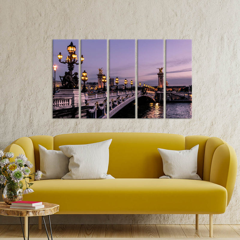 Bridge Canvas Wall Painting - With 5 Panel