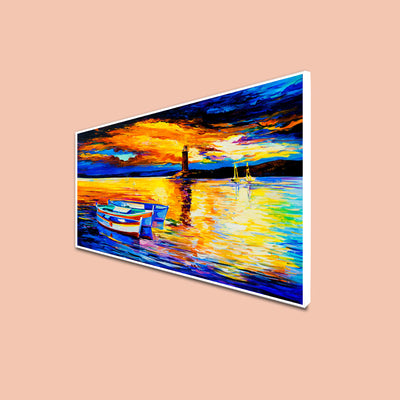 Beautiful Sunset View Floating Frame Canvas Wall Painting
