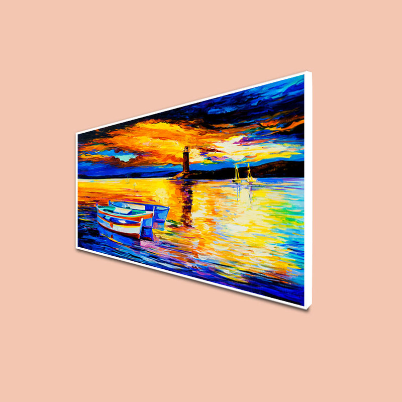 Beautiful Sunset View Floating Frame Canvas Wall Painting