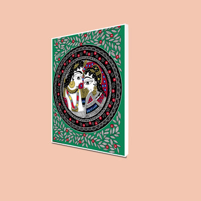 Krishn Radha Madhubani Canvas Wall Painting