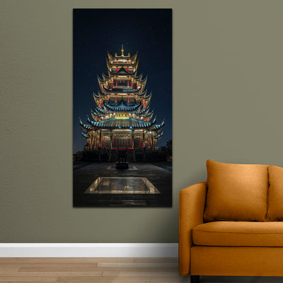 Chinese Temple Front View Canvas Wall Painting