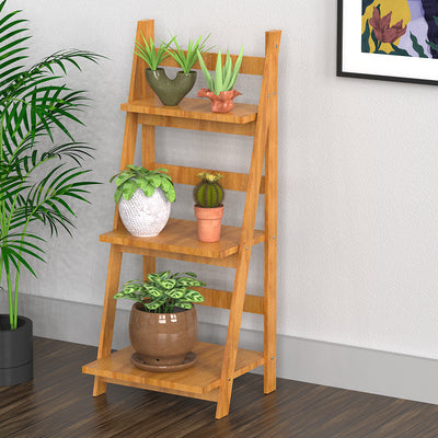 3 Tier Wooden Planter Stand With Shelves