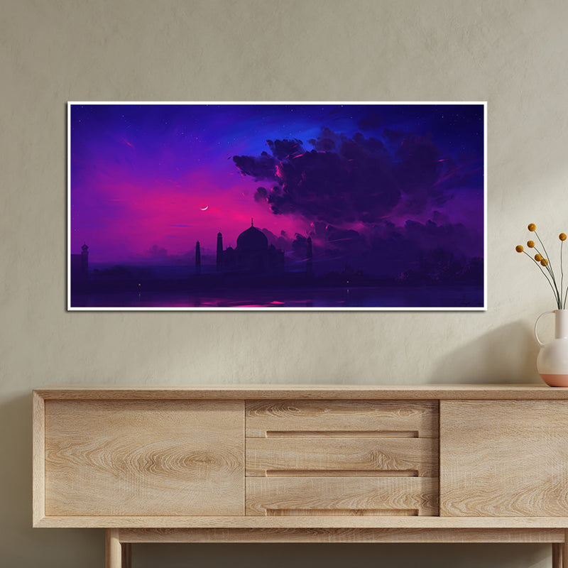 Abstract Painting Of Taj Mahal Canvas Floating Frame Wall Painting