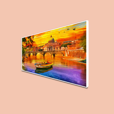 Abstract Lake Scenery Canvas Floating Frame Wall Painting