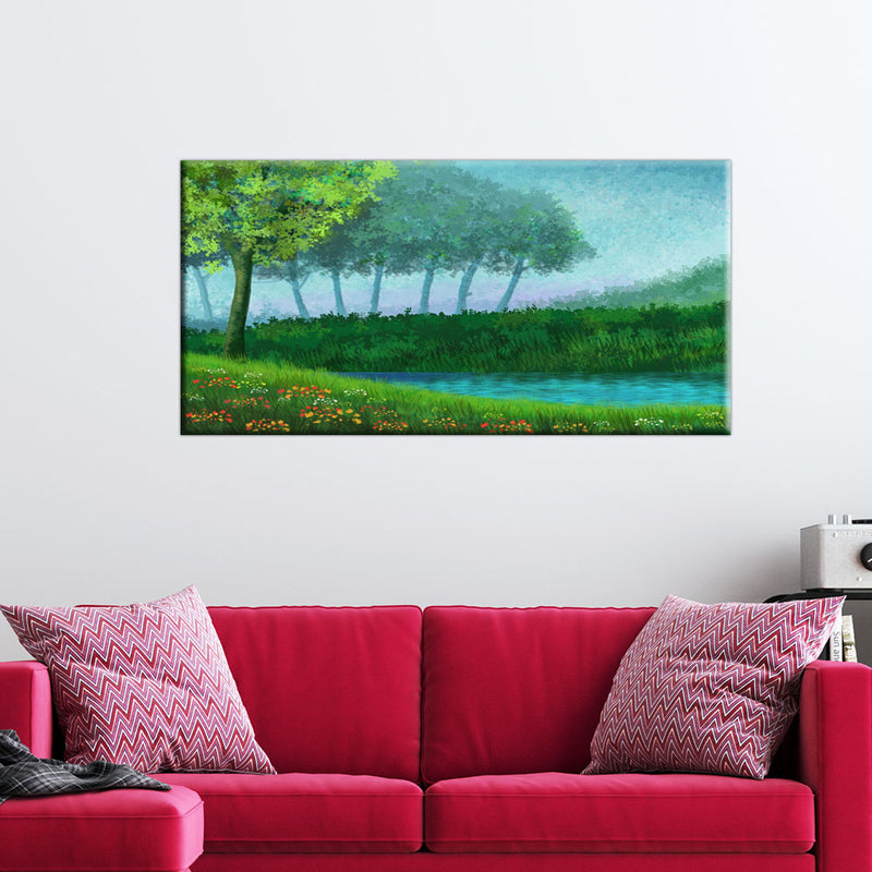 Green Nature Art Scenery Canvas Wall Painting