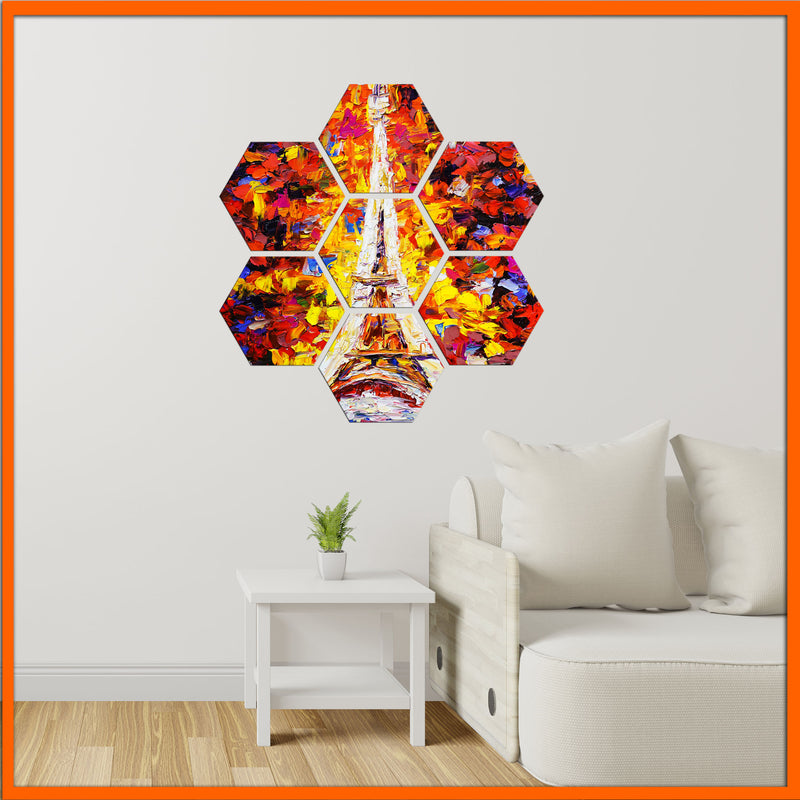 Eiffel Tower Abstract Art Hexagonal Canvas Wall Painting
