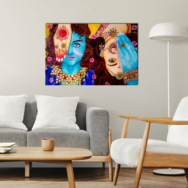 Krishna Radha Rasleela Canvas Wall Painting