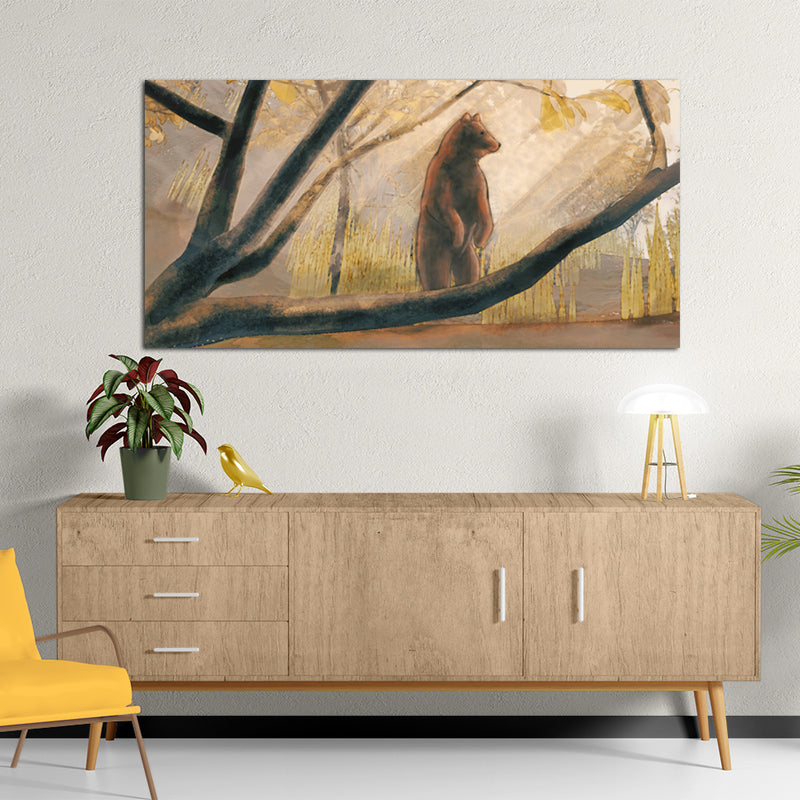 Bear In Forest Canvas Wall Painting