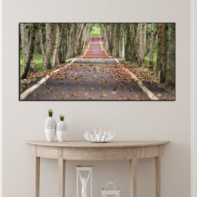 Autumn Road View Canvas Floating Frame Wall Painting