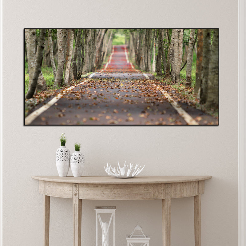 Autumn Road View Canvas Floating Frame Wall Painting