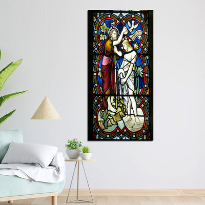 Baptism Of Jesus Christian Mosaic Art Canvas Wall Painting
