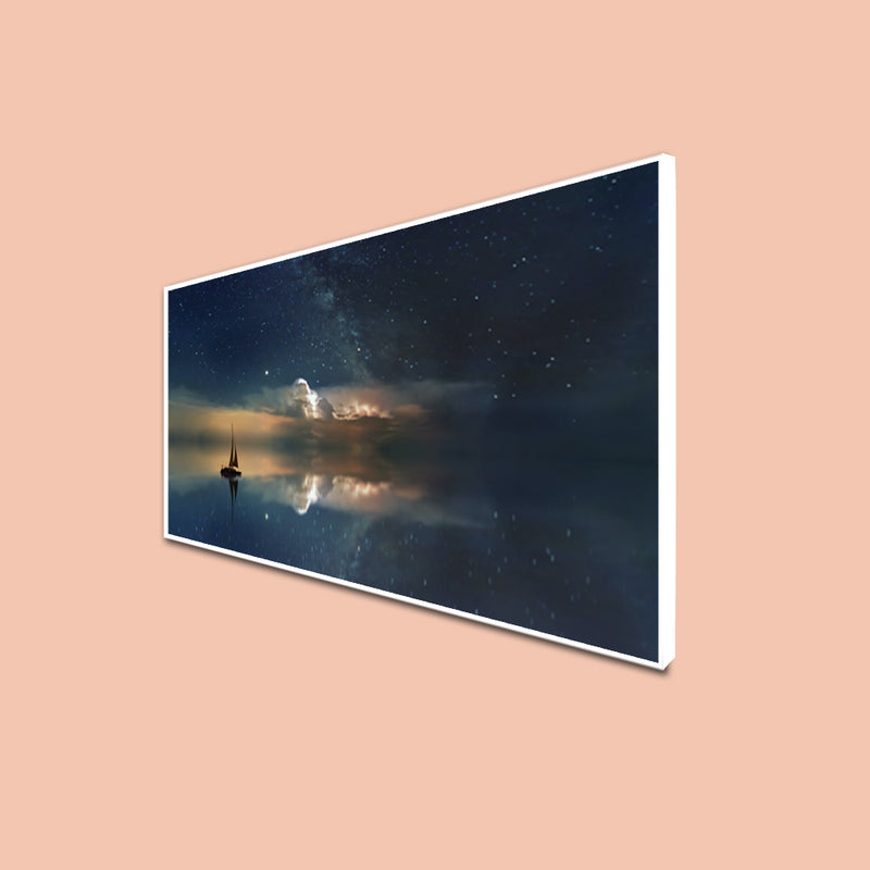 Galaxy Reflection In River Canvas Floating Frame Wall Painting