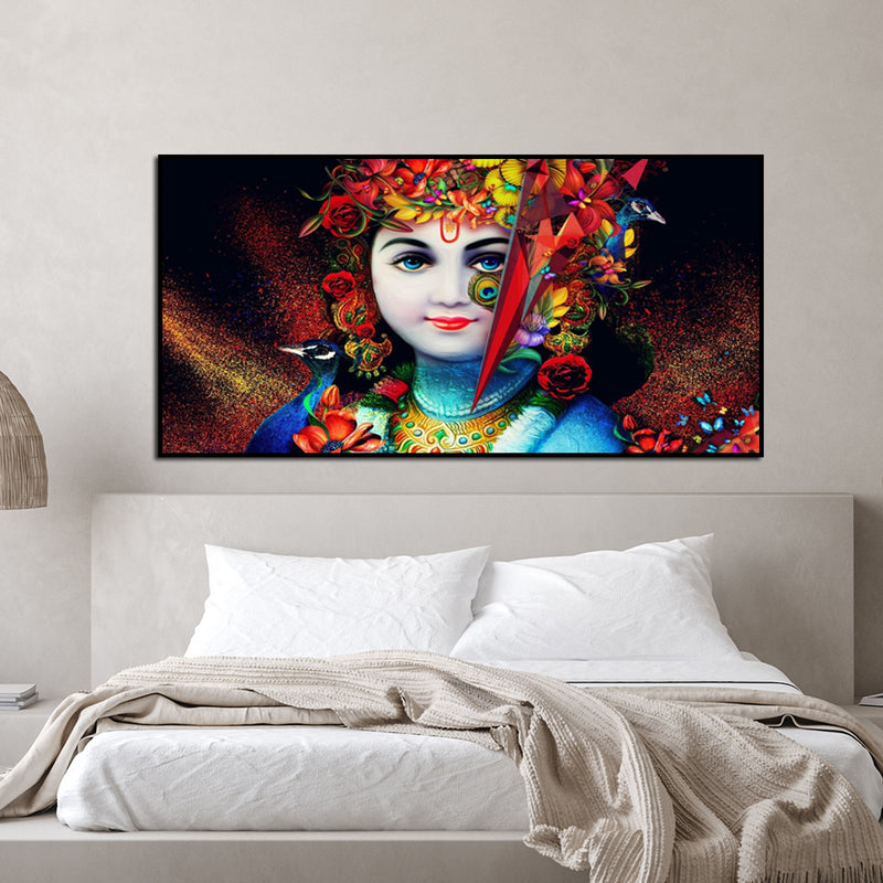 Lord Krishna Canvas Floating Frame Wall Painting