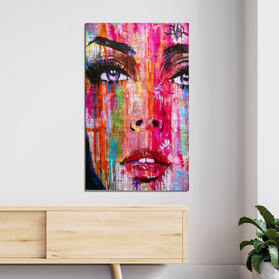 Colorful Girl Face With Newspaper Effect Canvas Wall Painting