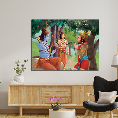 Lord Ram, Lakshman, & Hanuman Canvas Wall Painting