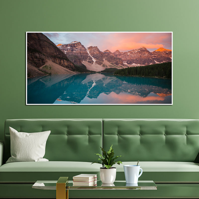 Mountain River View Canvas Floating Frame Wall Painting