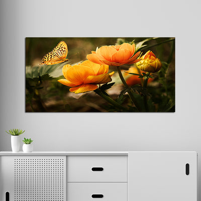 Butterfly Sitting On Flower Canvas Wall Painting