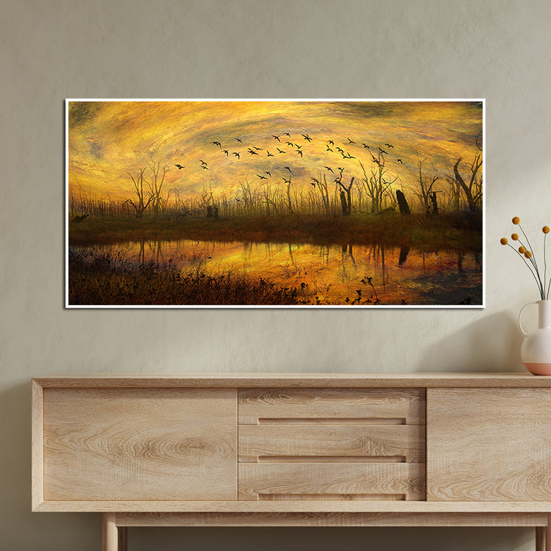 Abstract Village View Canvas Floating Frame Wall Painting