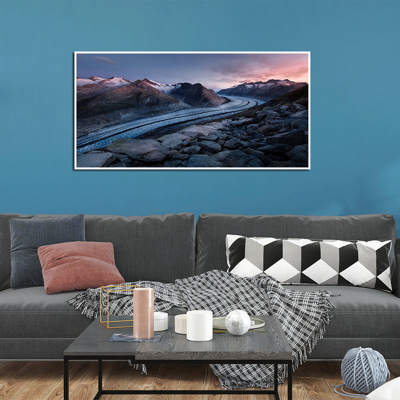 Mountains Pathway Canvas Floating Frame Wall Painting