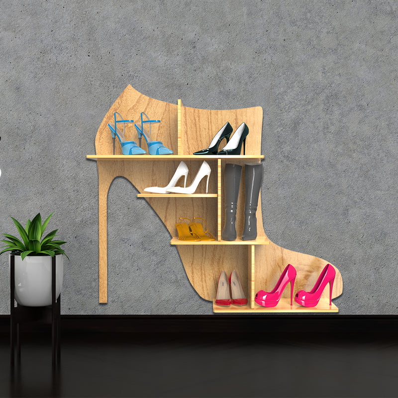 High Heels Wood Shoes Wall Shelf / Oak Wood