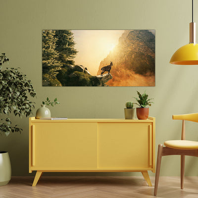 Goat In The Mountains At Sunset Wall Painting