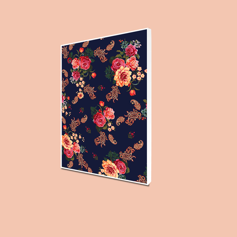 Floral Pattern Madhubani Art Floating Frame Canvas Wall Painting