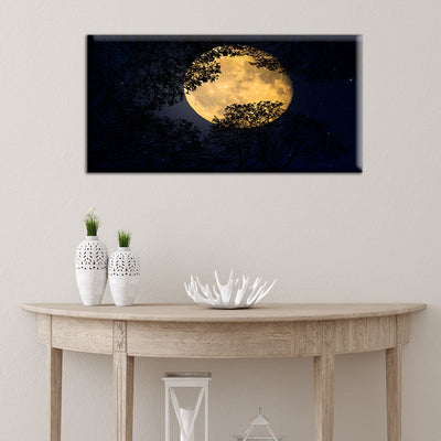 Beautiful Full Moon Behind Tree Canvas Wall Painting