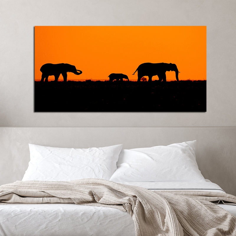 Family Of Elephant Canvas Wall Painting
