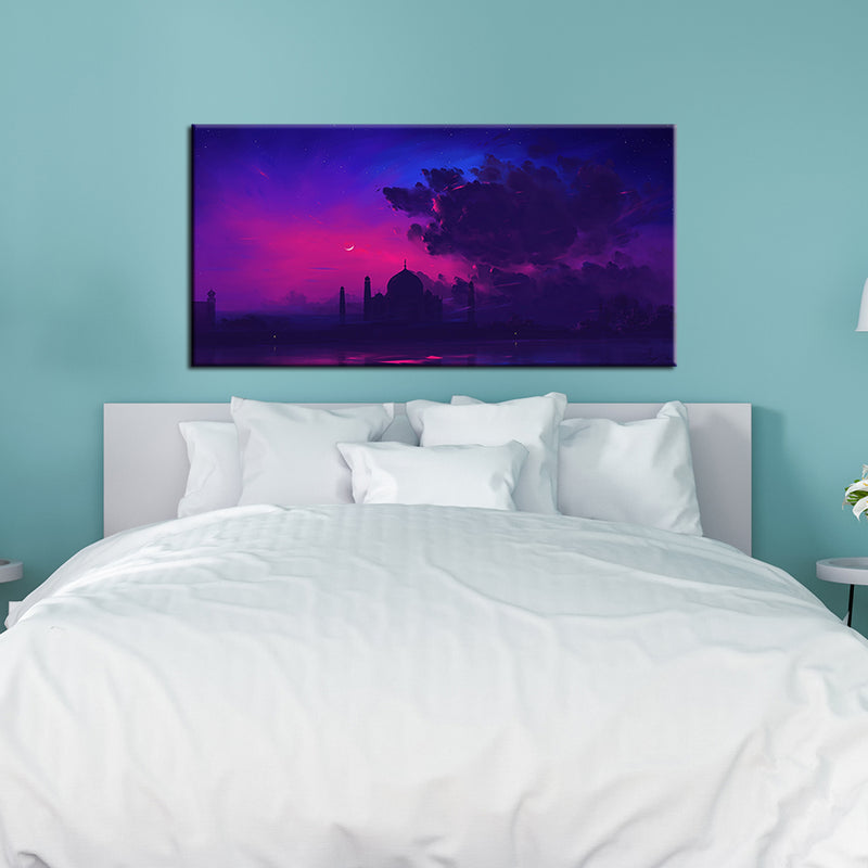 Abstract Painting Of Taj Mahal Canvas  Wall Painting