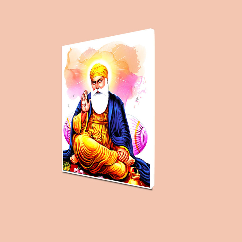 Abstract of Guru Nanak Dev Canvas Floating Frame Wall Painting