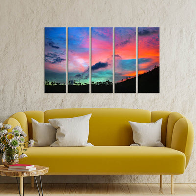 Colourful Weather Canvas  Wall Painting - With 5 Panel