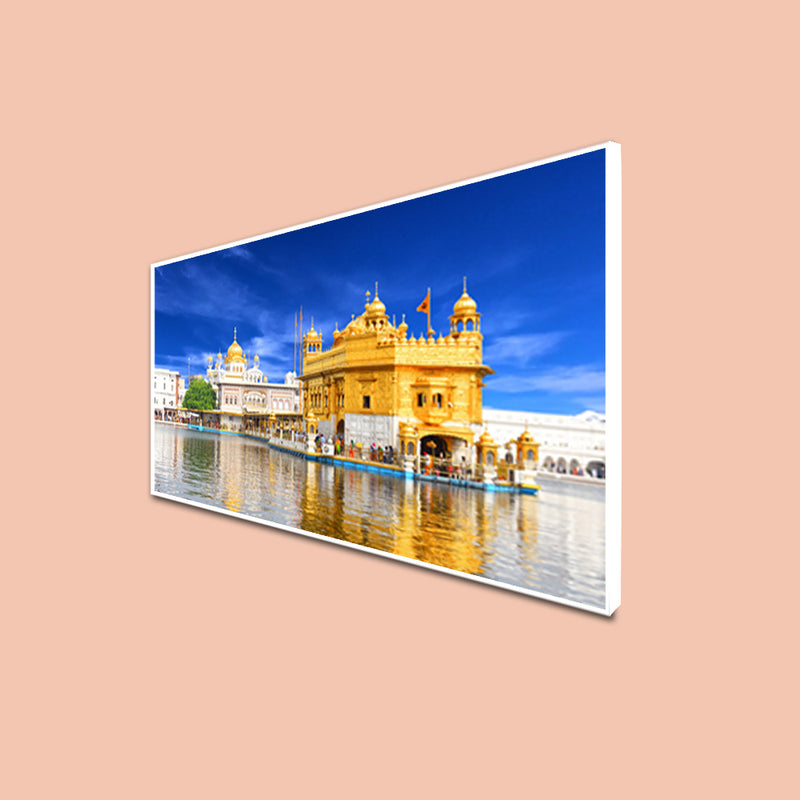 Morning View At Golden Temple In Amritsar Floating Canvas Wall Painting