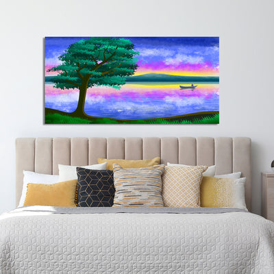 Abstract River Scenery View Canvas Wall Painting