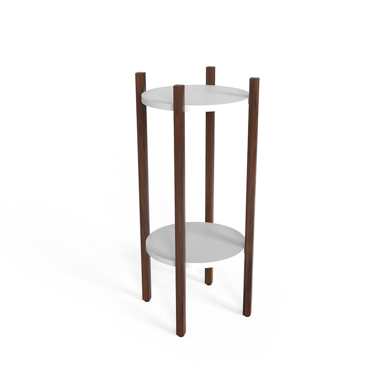 Dark Wooden Finish Round Decker Planter Stand