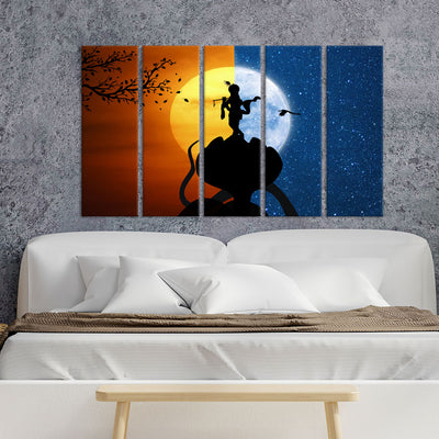 Abstract Krishna Canvas Wall Painting - With 5 Panel