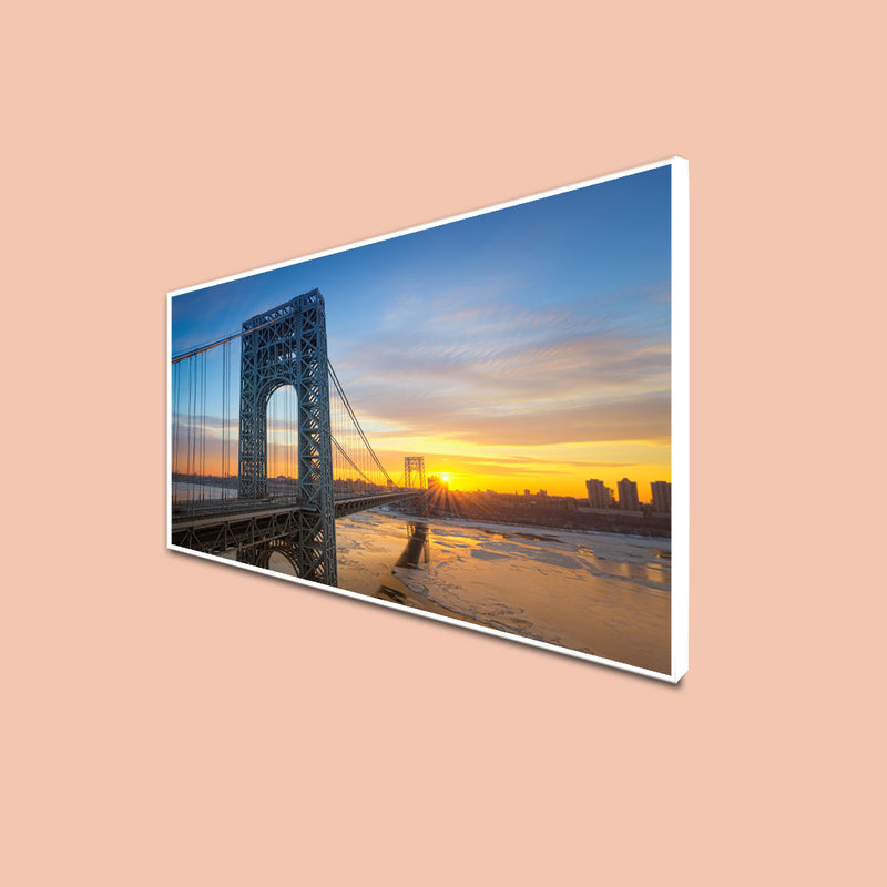 Golden Gate Bridge During Sunset Floating Canvas Wall Painting