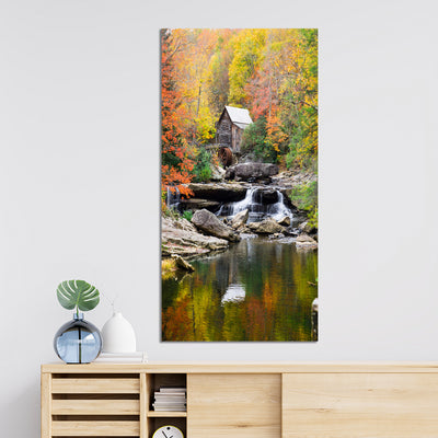 Hut & River View Canvas Wall Painting