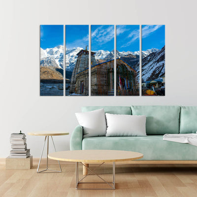 Kedarnath Painting Canvas Wall Painting - With 5 Panel