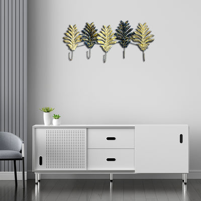 Leaf in black and golden color Large Metal Wall Art